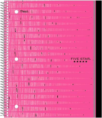 Five Star Patterned Spiral Notebook 1 Subject Wide Ruled, Pink in Saudi Arabia
