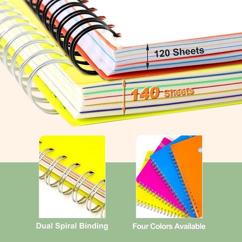 Yoment 5 Subject Notebook 7 x 10 Large Spiral Notebook with Tabs Dividers Wide Ruled Lined Notebook for Work 280 Pages Thick Writing Notebooks for Office, Back to School, Gifts, Blue in Saudi Arabia