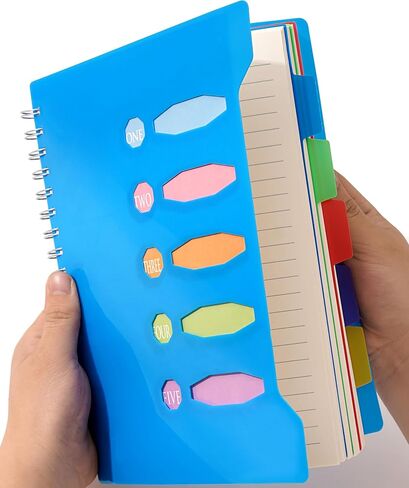 Yoment 5 Subject Notebook 7 x 10 Large Spiral Notebook with Tabs Dividers Wide Ruled Lined Notebook for Work 280 Pages Thick Writing Notebooks for Office, Back to School, Gifts, Blue in Saudi Arabia