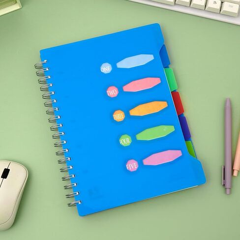 Yoment 5 Subject Notebook 7 x 10 Large Spiral Notebook with Tabs Dividers Wide Ruled Lined Notebook for Work 280 Pages Thick Writing Notebooks for Office, Back to School, Gifts, Blue in Saudi Arabia