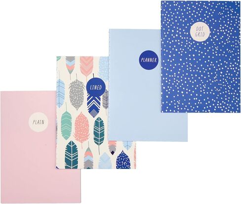 Pukka Pad, Carpe Diem 32 Page A6 Notebook 4 Pack – Includes Plain, Lined, Dotted, and Planner Notebooks – Feathers in Saudi Arabia