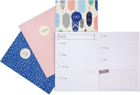 Pukka Pad, Carpe Diem 32 Page A6 Notebook 4 Pack – Includes Plain, Lined, Dotted, and Planner Notebooks – Feathers in Saudi Arabia