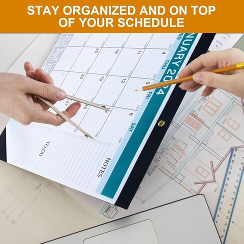 2024 Desk Calendar – 18 Months, Runs from January 2024 to June 2025 – 17’’ x 12’’ Large Desk/Wall Calendar Planner with Large, Ruled Blocks in Kuwait