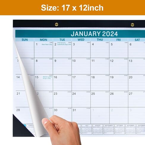 2024 Desk Calendar – 18 Months, Runs from January 2024 to June 2025 – 17’’ x 12’’ Large Desk/Wall Calendar Planner with Large, Ruled Blocks in Kuwait