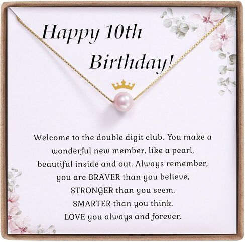 Happy Birthday Jewelry for Little Girl Women, Minimalist Simple Floating Pink Pearl Necklace Affirmation Gifts for Her in Saudi Arabia