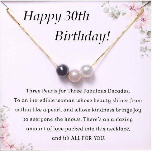 Happy Birthday Jewelry for Little Girl Women, Minimalist Simple Floating Pink Pearl Necklace Affirmation Gifts for Her in Saudi Arabia