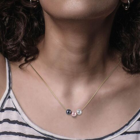 Happy Birthday Jewelry for Little Girl Women, Minimalist Simple Floating Pink Pearl Necklace Affirmation Gifts for Her in Saudi Arabia