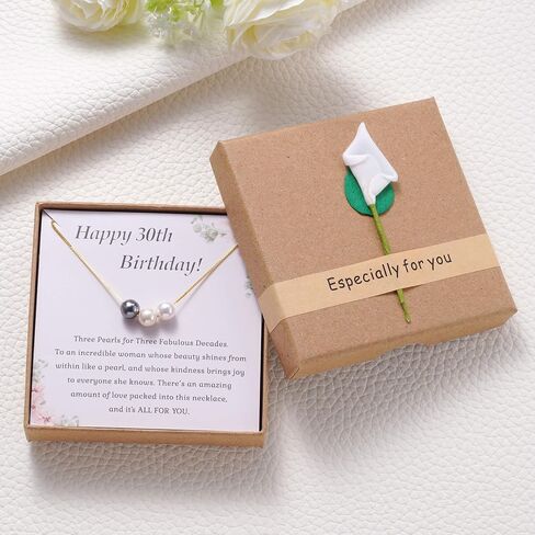Happy Birthday Jewelry for Little Girl Women, Minimalist Simple Floating Pink Pearl Necklace Affirmation Gifts for Her in Saudi Arabia