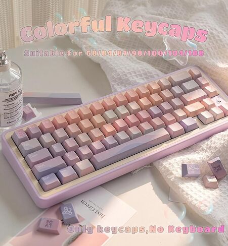 Colorful Cherry Profile Keycaps for Mechanical Gaming Keyboard, PBT Custom Pink Purple Key Caps Set in Saudi Arabia