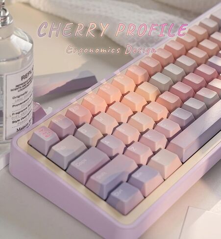 Colorful Cherry Profile Keycaps for Mechanical Gaming Keyboard, PBT Custom Pink Purple Key Caps Set in Saudi Arabia