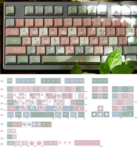 Colorful Cherry Profile Keycaps for Mechanical Gaming Keyboard, PBT Custom Pink Purple Key Caps Set in Saudi Arabia