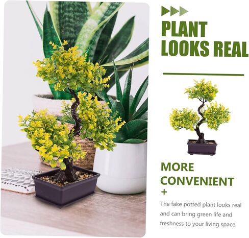 Artificial Bonsai Tree Faux Plants: Small Fake Plants Decor with Pots Bonsai Artificial Plants for Home Decor Indoor Office Windowsill Yard Desktop Display in Kuwait