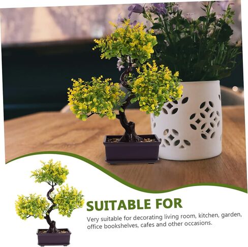 Artificial Bonsai Tree Faux Plants: Small Fake Plants Decor with Pots Bonsai Artificial Plants for Home Decor Indoor Office Windowsill Yard Desktop Display in Kuwait