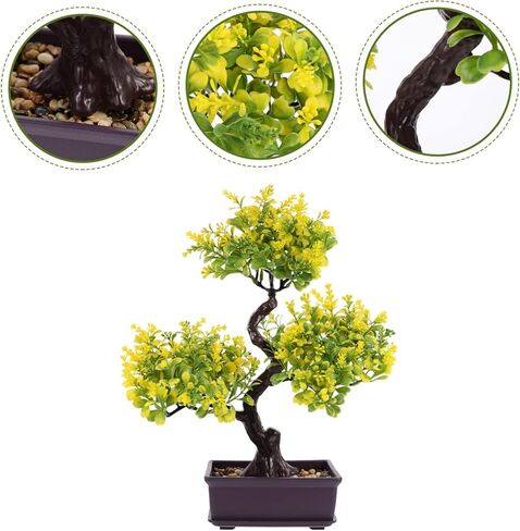 Artificial Bonsai Tree Faux Plants: Small Fake Plants Decor with Pots Bonsai Artificial Plants for Home Decor Indoor Office Windowsill Yard Desktop Display in Kuwait