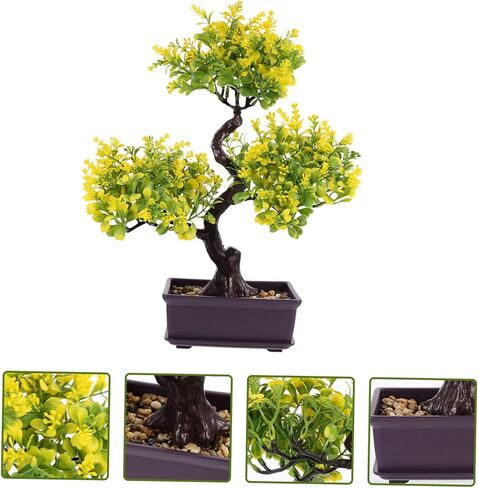 Artificial Bonsai Tree Faux Plants: Small Fake Plants Decor with Pots Bonsai Artificial Plants for Home Decor Indoor Office Windowsill Yard Desktop Display in Kuwait