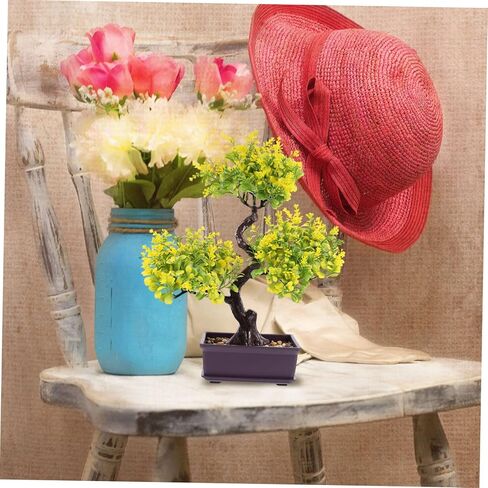 Artificial Bonsai Tree Faux Plants: Small Fake Plants Decor with Pots Bonsai Artificial Plants for Home Decor Indoor Office Windowsill Yard Desktop Display in Kuwait