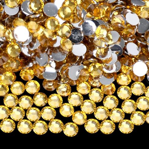 الجملة حقيبة السائبة 2000pcs 5mm الراتنج شقة الظهر حجر الراين، كريستال أصفر جولة غير الإصلاح راتنج أحجار الراين المسطحة للأظافر، البهلوانات، DIY بلينغ الزينة، فضفاض بريق كريستال الماس الحجر in Kuwait