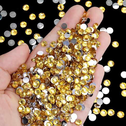 الجملة حقيبة السائبة 2000pcs 5mm الراتنج شقة الظهر حجر الراين، كريستال أصفر جولة غير الإصلاح راتنج أحجار الراين المسطحة للأظافر، البهلوانات، DIY بلينغ الزينة، فضفاض بريق كريستال الماس الحجر in Kuwait