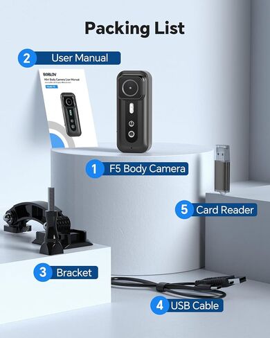BOBLOV F5 4K Body Camera, 150mins Video Recording with WiFi Function, Small and Compact, Comes with Helmet Mount, Helping Your Cycling, Travel, and Outdoors Activities in Saudi Arabia