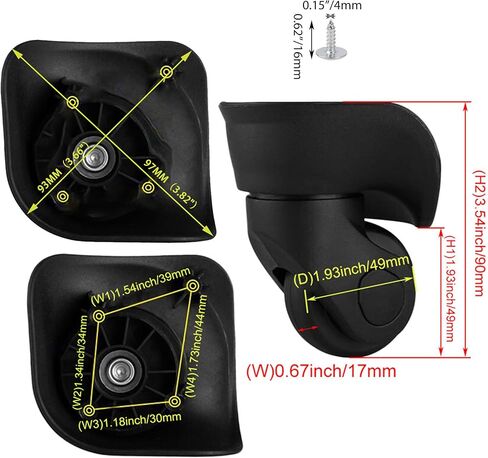 عجلة دوارة عالمية لليسار (صغيرة) عجلة حقيبة (1 لتر) سلسلة 115 وات W041 استبدال العجلة باللون الأسود in Kuwait