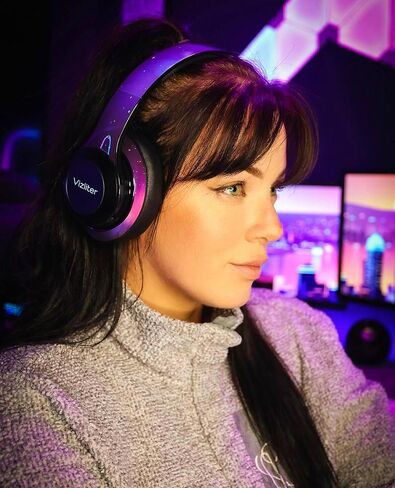 سماعات رأس بلوتوث، سماعة رأس لاسلكية TWS Deep Bass فوق الأذن 5.3 مع ميكروفون مدمج ومصابيح LED وسماعات صوت بخاصية إلغاء الضوضاء (Stardust) in Kuwait