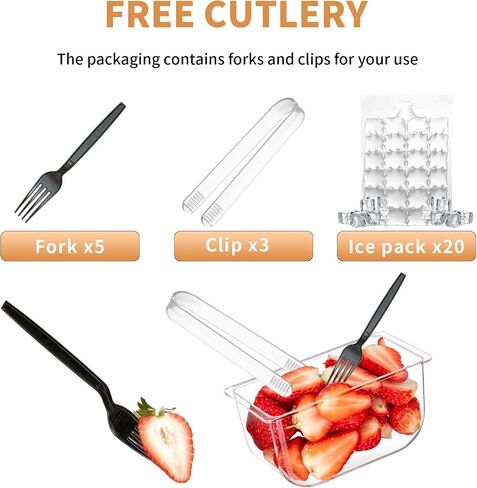 Chilled Condiment Server Clear ICY Condiment Bar Condiment Tray ice Party Serving bar with Lid Bar Garnish Holder on ice 5 Removable Compartments in Saudi Arabia