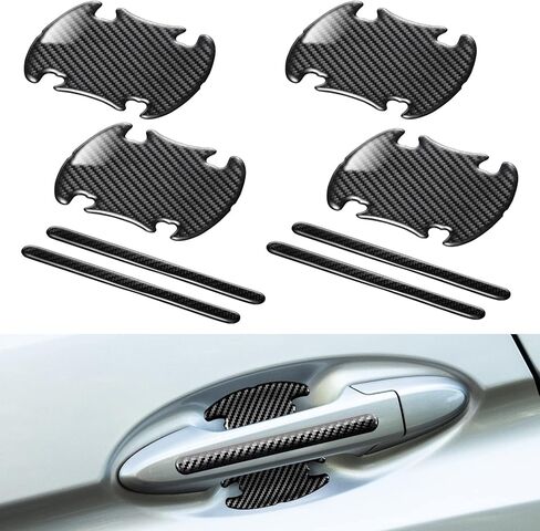 8 قطع من واقيات مقبض باب السيارة من ألياف الكربون السميكة المضادة للخدوش من سبورتار، طبقة واقية لمقابض الأبواب وأكواب مقابض الأبواب، أسود in Kuwait