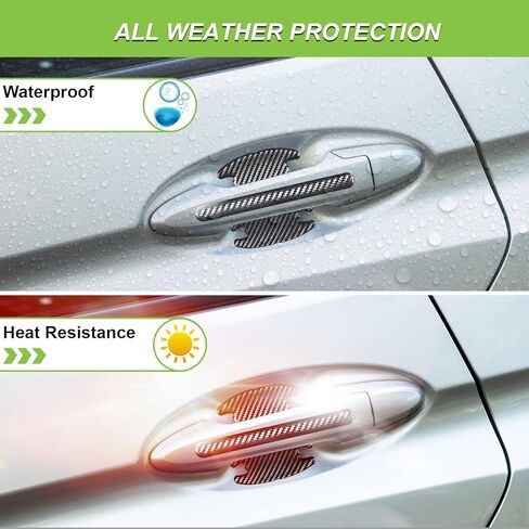 8 قطع من واقيات مقبض باب السيارة من ألياف الكربون السميكة المضادة للخدوش من سبورتار، طبقة واقية لمقابض الأبواب وأكواب مقابض الأبواب، أسود in Kuwait