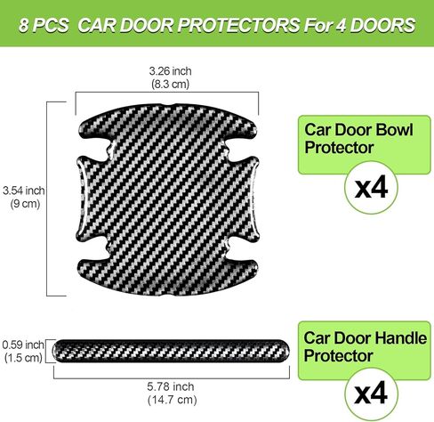 8 قطع من واقيات مقبض باب السيارة من ألياف الكربون السميكة المضادة للخدوش من سبورتار، طبقة واقية لمقابض الأبواب وأكواب مقابض الأبواب، أسود in Kuwait