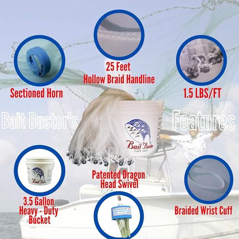 Bait Buster Menhaden Cast Net 5/8 Mesh 6 FT in Saudi Arabia