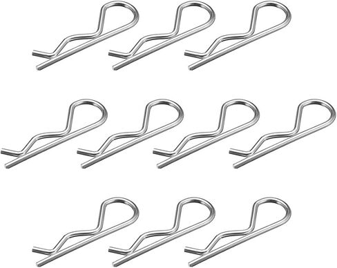 uxcell Clip Pins 3.5mm Wire Carbon Steel 75mm Length Trailer R Shaped Spring Cotter Tractor Mower Fastener Hardware Silver Tone 10pcs in Saudi Arabia