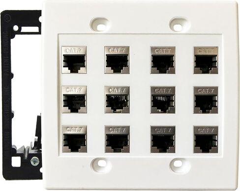 DIYTECH Cat7 Wall Plate - RJ45 Ethernet Wall Outlet, Female to Female Cat 7 Plate, for Network Setup - White (12 Port) in Saudi Arabia