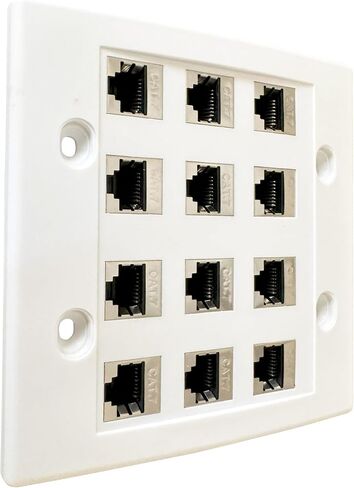 DIYTECH Cat7 Wall Plate - RJ45 Ethernet Wall Outlet, Female to Female Cat 7 Plate, for Network Setup - White (12 Port) in Saudi Arabia