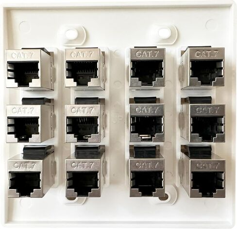 DIYTECH Cat7 Wall Plate - RJ45 Ethernet Wall Outlet, Female to Female Cat 7 Plate, for Network Setup - White (12 Port) in Saudi Arabia