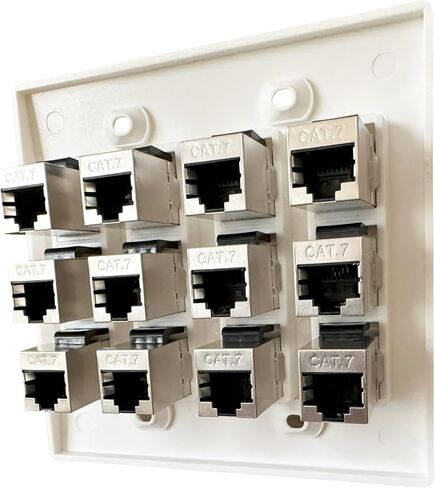 DIYTECH Cat7 Wall Plate - RJ45 Ethernet Wall Outlet, Female to Female Cat 7 Plate, for Network Setup - White (12 Port) in Saudi Arabia