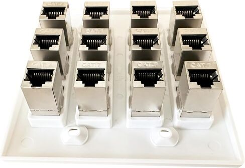 DIYTECH Cat7 Wall Plate - RJ45 Ethernet Wall Outlet, Female to Female Cat 7 Plate, for Network Setup - White (12 Port) in Saudi Arabia