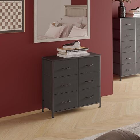 6-Drawers Double Dresser - Small Dressers for Bedroom Kidsroom Nursery Living Room - Storage Chest Organizer Unit for Toys, Books, Clothes, Rustic Brown in Saudi Arabia