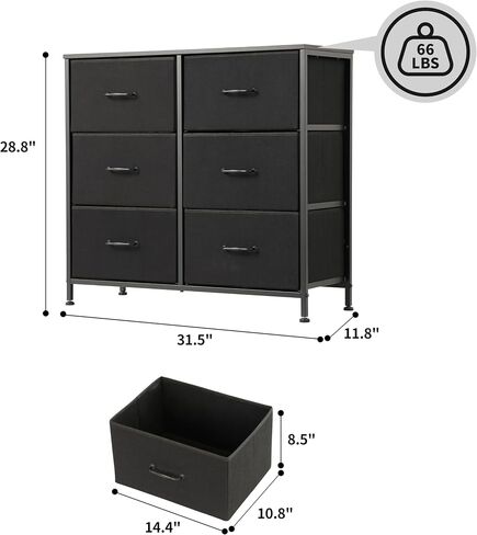 6-Drawers Double Dresser - Small Dressers for Bedroom Kidsroom Nursery Living Room - Storage Chest Organizer Unit for Toys, Books, Clothes, Rustic Brown in Saudi Arabia