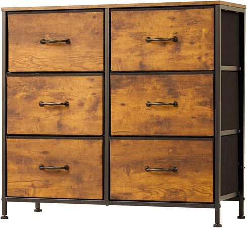 6-Drawers Double Dresser - Small Dressers for Bedroom Kidsroom Nursery Living Room - Storage Chest Organizer Unit for Toys, Books, Clothes, Rustic Brown in Saudi Arabia