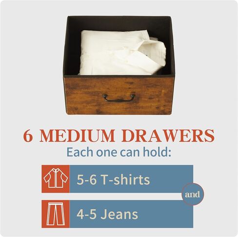 6-Drawers Double Dresser - Small Dressers for Bedroom Kidsroom Nursery Living Room - Storage Chest Organizer Unit for Toys, Books, Clothes, Rustic Brown in Saudi Arabia