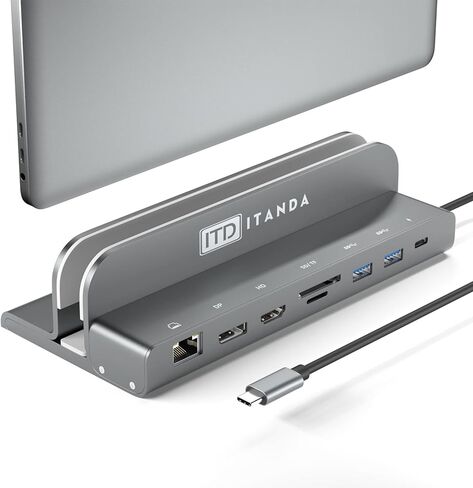 محطة إرساء الكمبيوتر المحمول USB C - ITD ITANDA - محطة إرساء محور الكمبيوتر المحمول، محطة إرساء 8 في 1 لأجهزة الكمبيوتر المحمول والهاتف USB C، متوافقة مع MacBook Pro وSamsung Galaxy Notebook in Kuwait