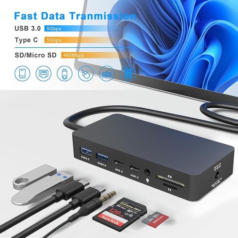 Microsoft Surface Dock with Triple Display 2 HDMI+VGA, Surface Pro Docking Station for Surface Pro 9/8/X/7/6/5/4/3, Surface Laptop 5/4/3/2/1, Surface Laptop Go 3/2/1, Surface Book 3/2/1 in Kuwait