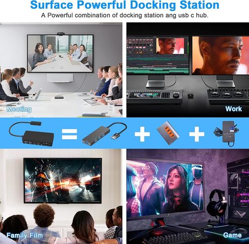 Microsoft Surface Dock with Triple Display 2 HDMI+VGA, Surface Pro Docking Station for Surface Pro 9/8/X/7/6/5/4/3, Surface Laptop 5/4/3/2/1, Surface Laptop Go 3/2/1, Surface Book 3/2/1 in Kuwait