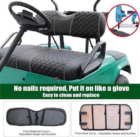 Roykaw Golf Cart Seat Covers Kit Fit for EZGO TXT OEM Ordinary Seat Cushion, Marine Grade Vinyl Material/More Soft and Comfortable, Breathable & Easy to Clean in Saudi Arabia