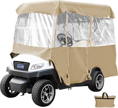 Golf Cart Cover, 4-Person Golf Cart Cover, 210D Waterproof Driving Enclosure,4 Sides Zipper Doors Portable 360°Panoramic Transparent Window, Fit for EZGO, Club Car, Yamaha Cart in Saudi Arabia