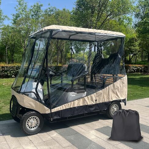 Golf Cart Cover, 4-Person Golf Cart Cover, 210D Waterproof Driving Enclosure,4 Sides Zipper Doors Portable 360°Panoramic Transparent Window, Fit for EZGO, Club Car, Yamaha Cart in Saudi Arabia
