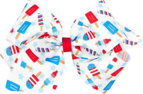 Wee Ones Girls' Patriotic Print 4th of July Themed Grosgrain Hair Bow on a WeeStay No-Slip Hair Clip, King, Popsicle in Saudi Arabia