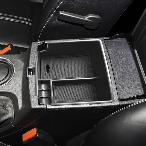 صينية تنظيم وحدة التحكم المركزية المحدثة المتوافقة مع ملحقات Ford Ranger 2019-2023 XL XLT Lariat، إدراج حامل العملات المعدنية في صندوق تخزين ثانوي، صينية وحدة تخزين بمسند الذراع، أسود in Saudi Arabia