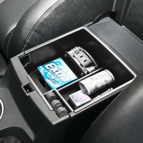 صينية تنظيم وحدة التحكم المركزية المحدثة المتوافقة مع ملحقات Ford Ranger 2019-2023 XL XLT Lariat، إدراج حامل العملات المعدنية في صندوق تخزين ثانوي، صينية وحدة تخزين بمسند الذراع، أسود in Saudi Arabia