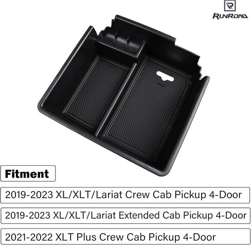 صينية تنظيم وحدة التحكم المركزية المحدثة المتوافقة مع ملحقات Ford Ranger 2019-2023 XL XLT Lariat، إدراج حامل العملات المعدنية في صندوق تخزين ثانوي، صينية وحدة تخزين بمسند الذراع، أسود in Saudi Arabia